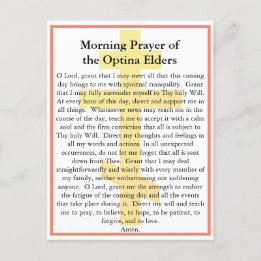Postale Carte de prière du matin pour les aînés orthodoxes
