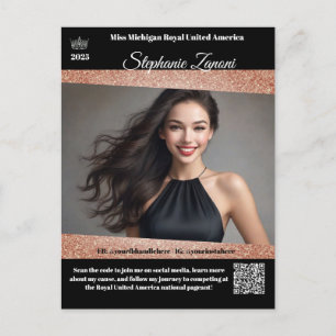 Postale Carte de Promo Autographe de Concours de Beauté