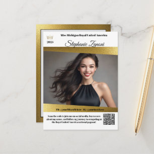 Postale Carte de Promo Autographe de Concours en Doré Bril