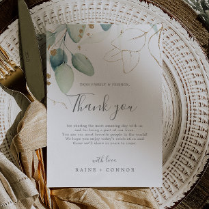 Postale Carte de réception Airy Greenery & Gold Leaf Merci