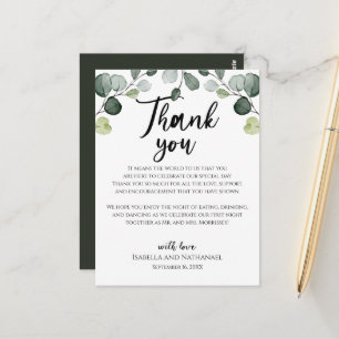 Postale Carte de réception de mariage à la verdure d'eucal
