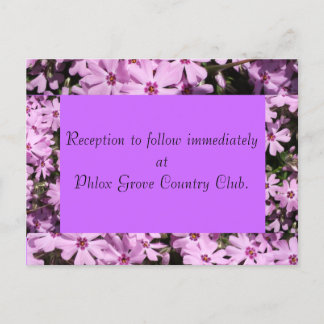 Postale Carte de réception de mariage violet Phlox