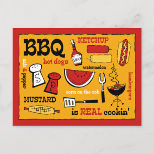 Postale Carte de recette BBQ Is Real Cookin'