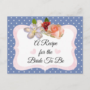 Postale Carte de recette bleue et Rose or rose pâle
