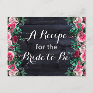 Postale Carte de recette Blush & Navy Wood Burgundy Bride