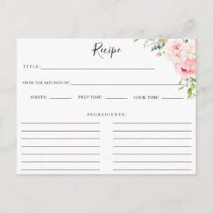 Postale Carte de recette botanique rose pâle