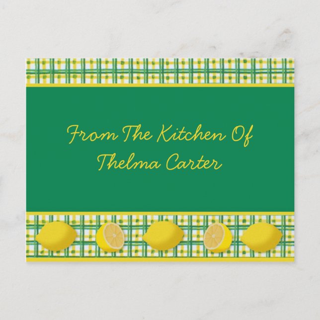 Postale Carte de recette citron (Devant)