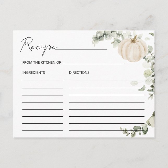 Postale Carte de recette Citrouille de Fête des mariées de (Devant)