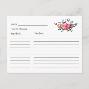Postale Carte de recette Coral Floral