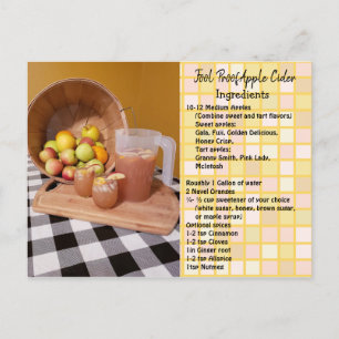Postale Carte de recette de cidre de pomme à preuve d'idio