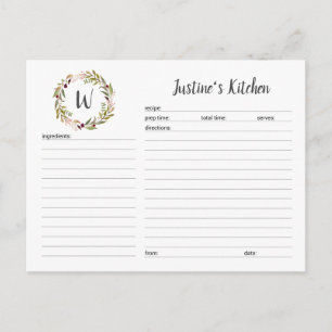 Postale Carte de recette de couronne de verdure monogramme