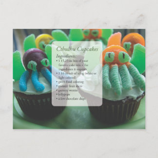 Postale Carte de recette de cupcakes de Cthulhu sur carte 