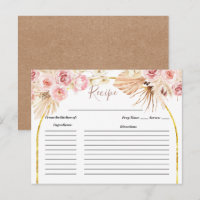 carte de recette de douche de mariée Fleurs Roses 