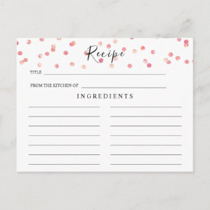Postale Carte de recette de Fête des mariées couleur rose 