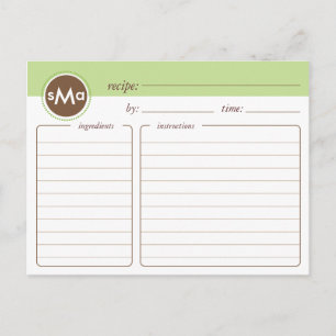 Postale Carte de recette de Fête des mariées de monogramme