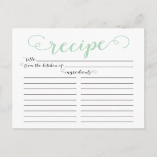 Postale Carte de recette de Fête des mariées verte à la me