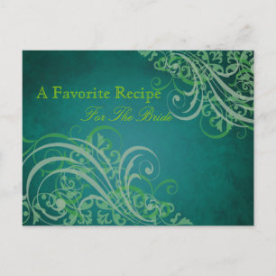 Postale Carte de recette de Fête des mariées verte baroque