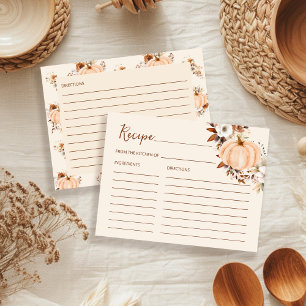 Postale Carte de recette de fête prénuptiale de citrouille
