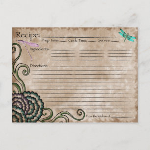 Postale Carte de recette de libellule