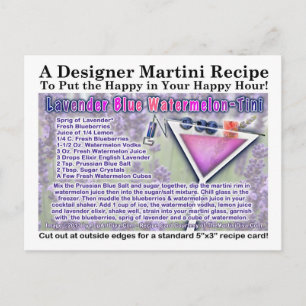 Postale Carte de recette de Martini de pastèque au lavande