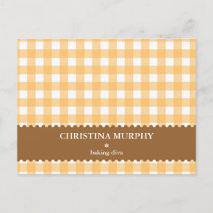 Postale Carte de recette de nom personnalisé avec en vichy