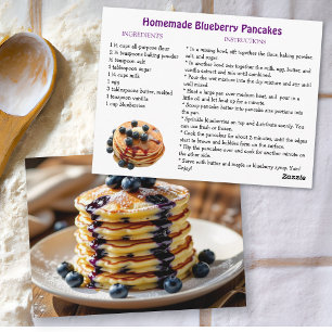 Postale Carte de recette de pancakes aux myrtilles faits m