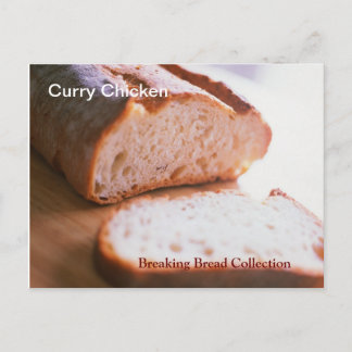 Postale Carte de recette de poulet au curry de pain cassé