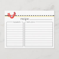 Carte de recette de poulet rétro