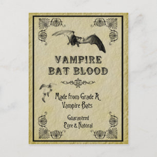 Postale Carte de recette d'Halloween sang de chauve-souris
