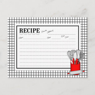 Postale Carte de recette d'ustensile de cuisine rouge Cadd
