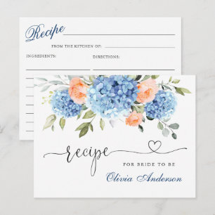Postale Carte de recette élégante Fête des mariées Blue Hy