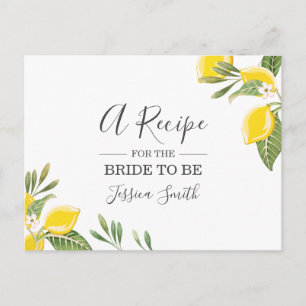Postale Carte de recette Fête des mariées citron Citrus Bo