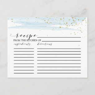 Postale Carte de recette Fête des mariées d'aquarelle bleu