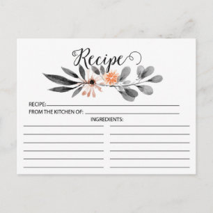 Postale Carte de recette florale grise