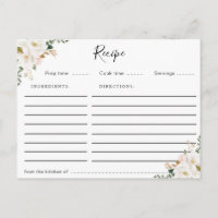 carte de recette florale magnolia aquarelle