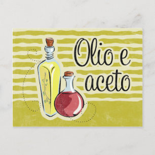 Postale Carte de recette italienne huile et vinaigre