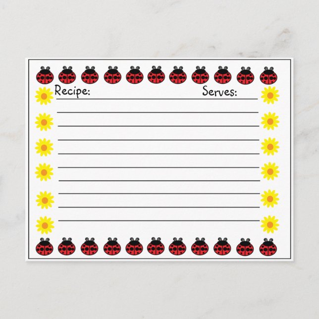 Postale Carte de recette Ladybug (Devant)