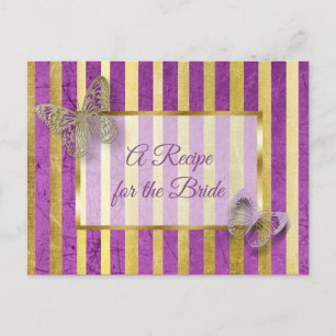 Postale Carte de recette mariage papillon violet et or