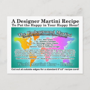 Postale Carte de recette Martini Tour du Monde Souterrain 