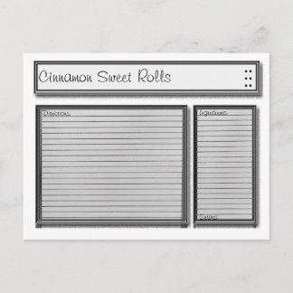 Postale Carte de recette personnalisée noir et blanc