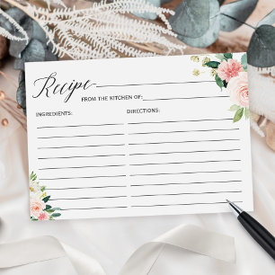 Postale Carte de recette pour la mariée Blush Pink Floral
