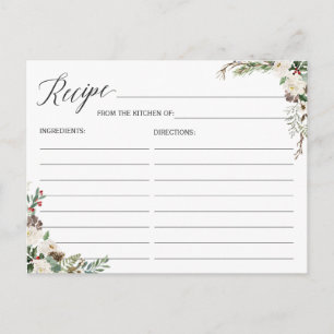 Postale Carte de recette pour la mariée hiver Rustique Flo