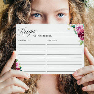 Postale Carte de recette pour la mariée Plum Purple Floral