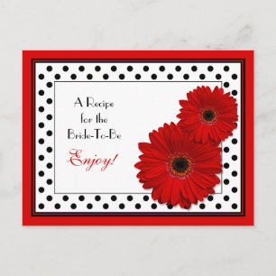 Postale Carte de recette Red Gerbera Daisy pour la mariée 