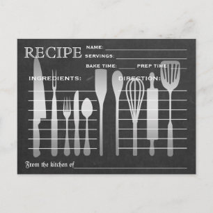 Postale Carte de recette rétro Black Chalkboard Outils de 