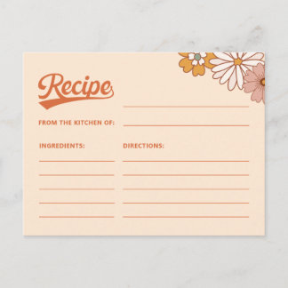Postale Carte de recette rétro groovy pour la mariée