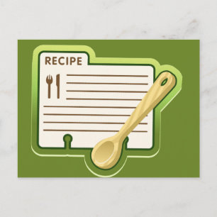 Postale Carte de recette rétro Outils de cuisine rayés