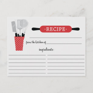 Postale Carte de recette Retro Red Rolling Pin Kitchen Too