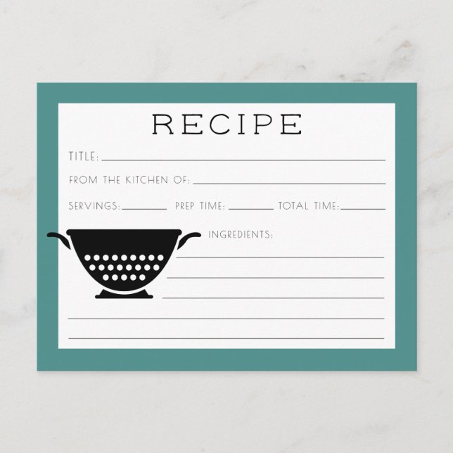 Postale Carte de recette | Simple et moderne (Devant)