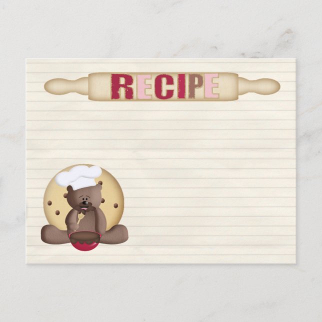 Postale carte de recettes de biscuits en peluche (Devant)
